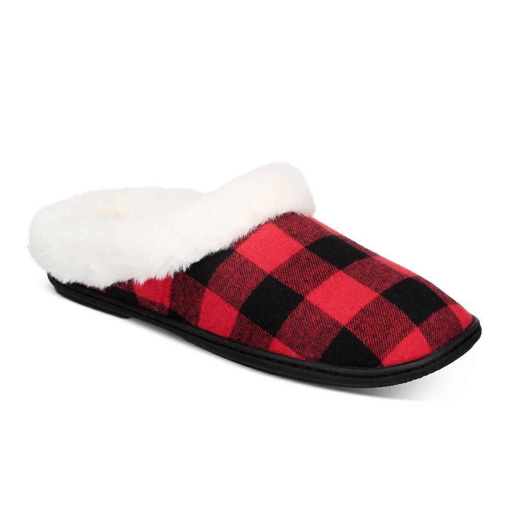 Women's Faux-Fur-Trim Hoodback Boxed Slippers,